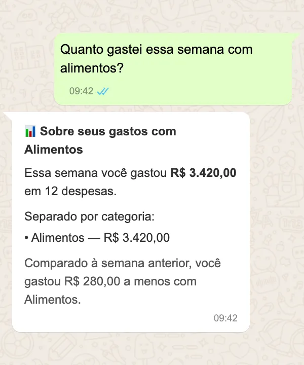 Consulta WhatsApp — gastos do mês